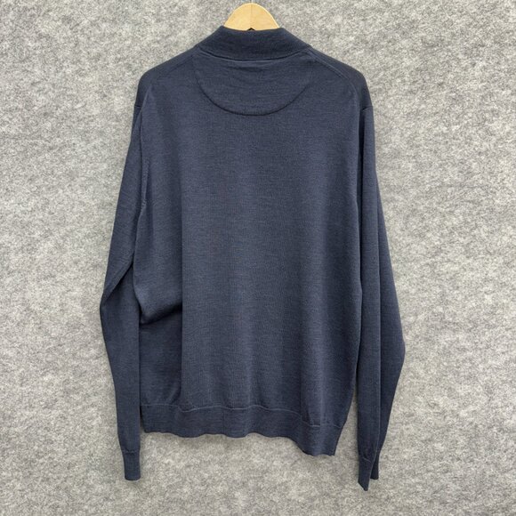 Nordstrom Mens Pullover Sweater 100% Extra Fine Merino Wool Long Sleeve Blue XXL - Picture 3 of 10